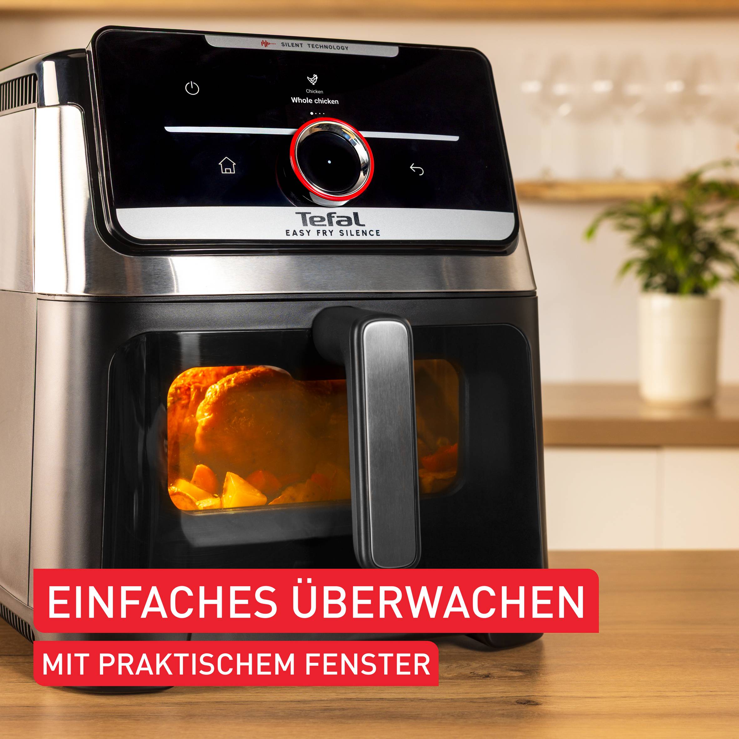 Easy Fry Silence 7L, intelligente und leise Heißluftfritteuse mit abnehmbarer Front, EY876D