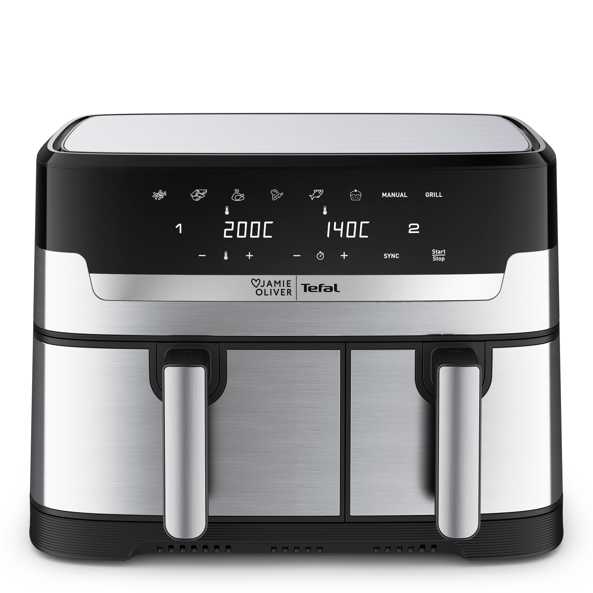 Jamie Oliver by Tefal Dual Drawer Heißluftfritteuse, 8,3 l/2,2 kg Schubladen