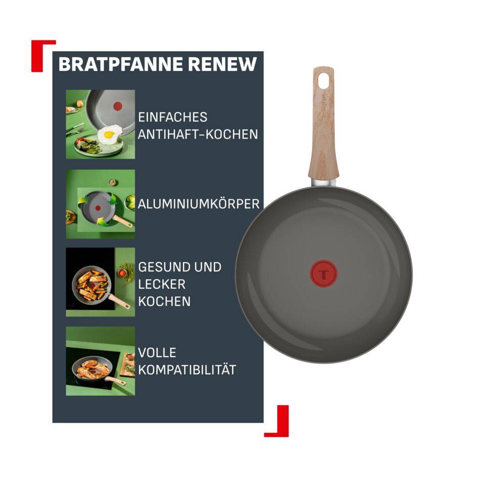 Renew, Bratpfanne 24 cm, Antihaft-Keramikbeschichtung