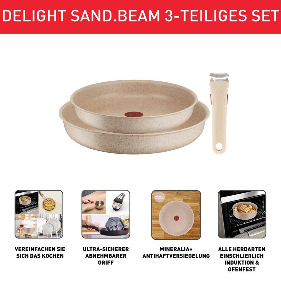 Ingenio Delight 3-teiliges Set (Pfannen 24/28cm + 1 Griff) L7839043