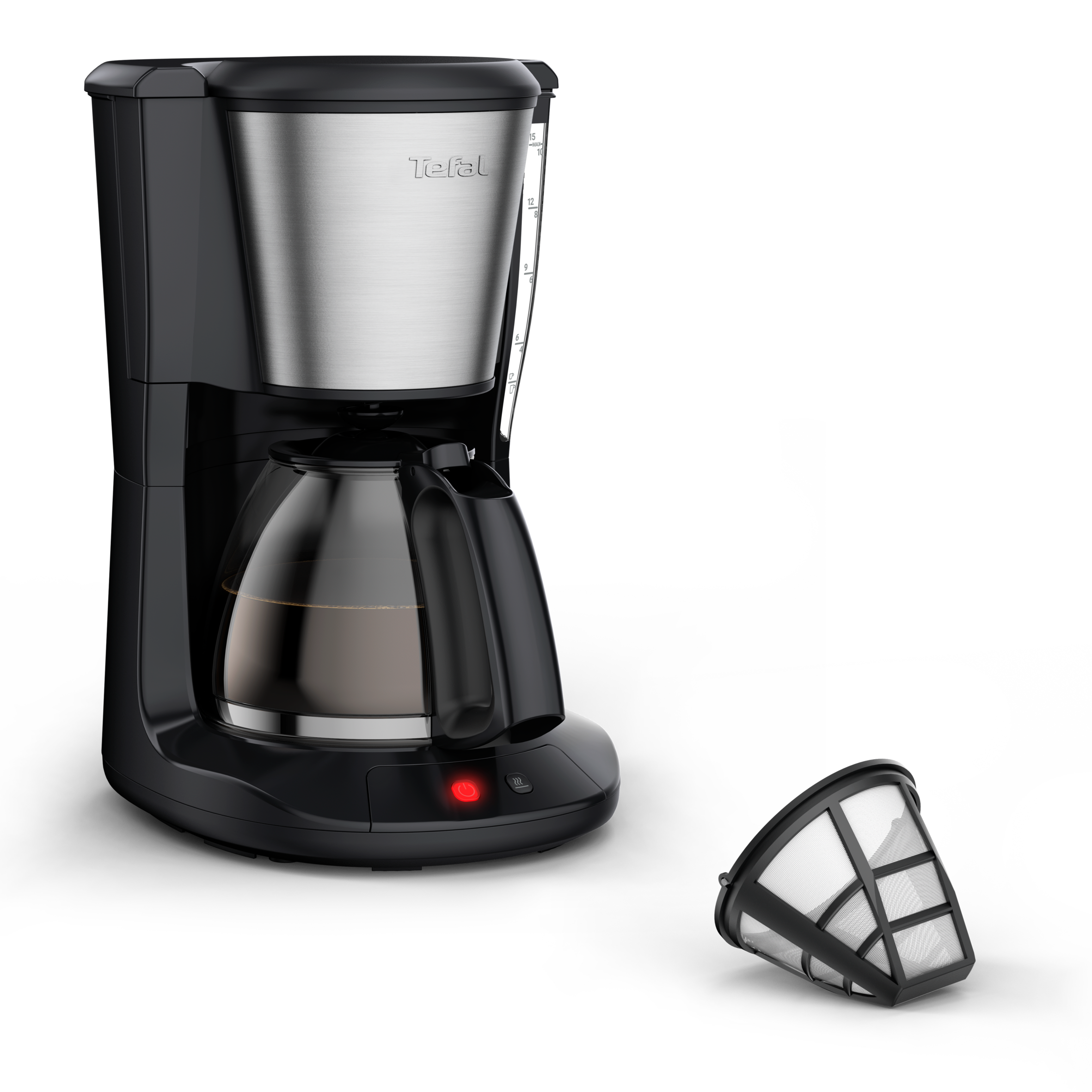 Subito, Filterkaffeemaschine, Optionale Warmhaltefunktion, Permanenter Filter, Schwarz und Edelstahl