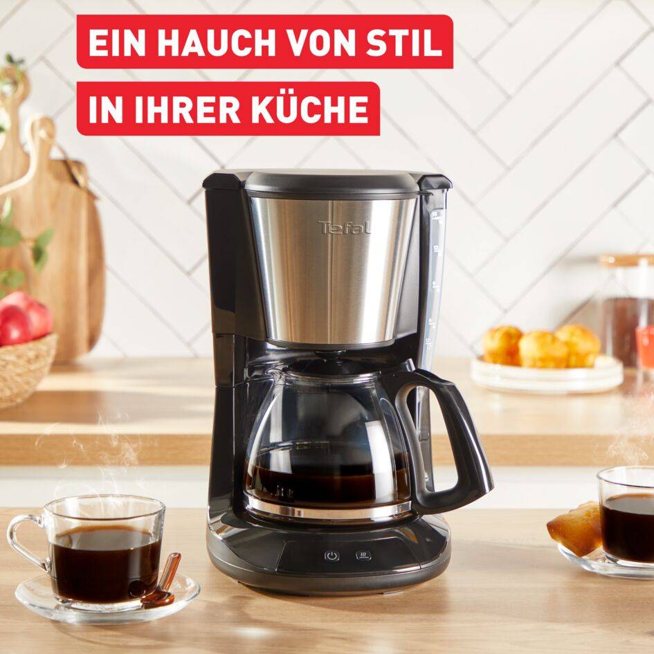 Subito, Filterkaffeemaschine, Optionale Warmhaltefunktion, Permanenter Filter, Schwarz und Edelstahl