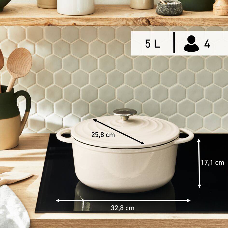 Lov Gusseisen Kochtopf 25cm beige, E25904