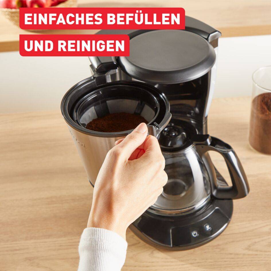Subito, Filterkaffeemaschine, Optionale Warmhaltefunktion, Permanenter Filter, Schwarz und Edelstahl