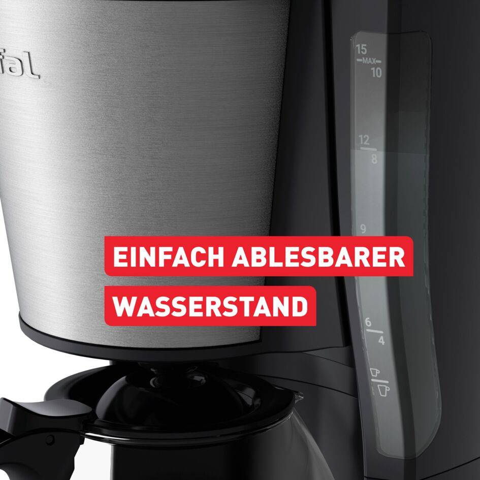 Subito, Filterkaffeemaschine, Optionale Warmhaltefunktion, Permanenter Filter, Schwarz und Edelstahl