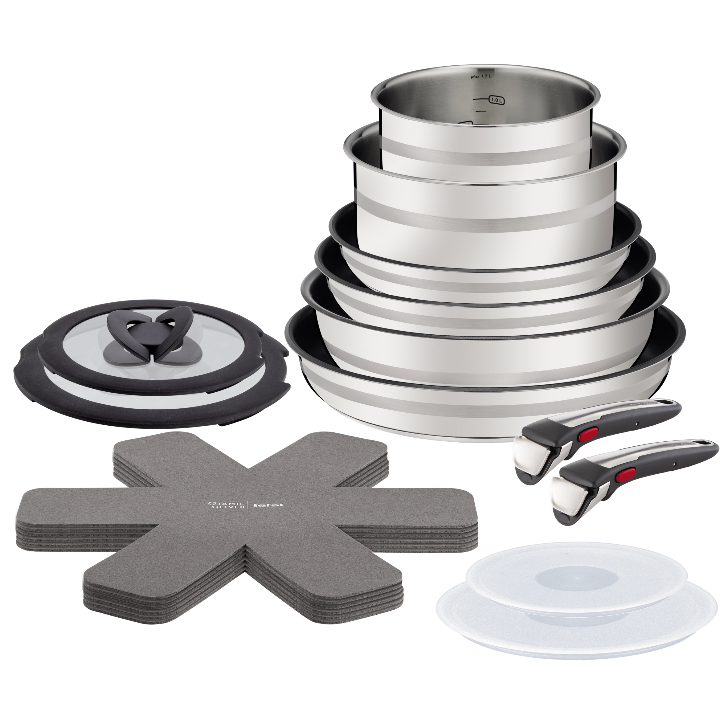 Jamie Oliver by Tefal Ingenio 18-teiliges Kochgeschirr-Set L979SI