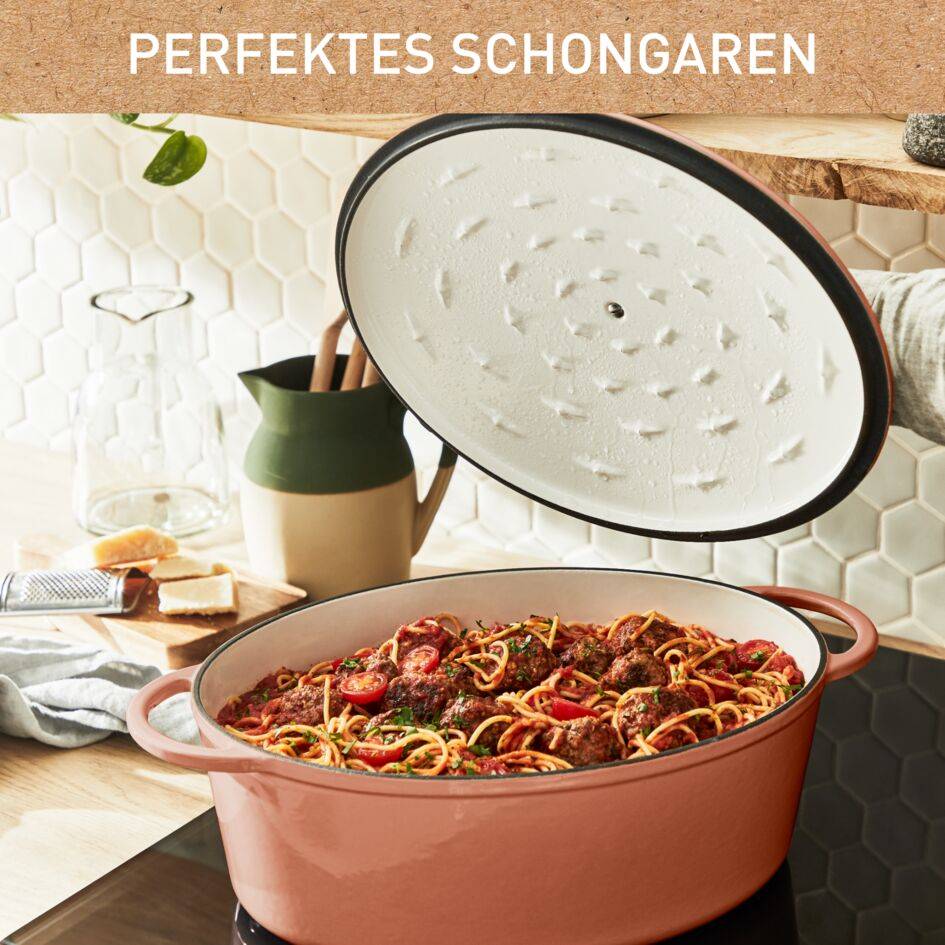 Lov Gusseisen Ovaler Bräter terracotta orange 34cm,E26006