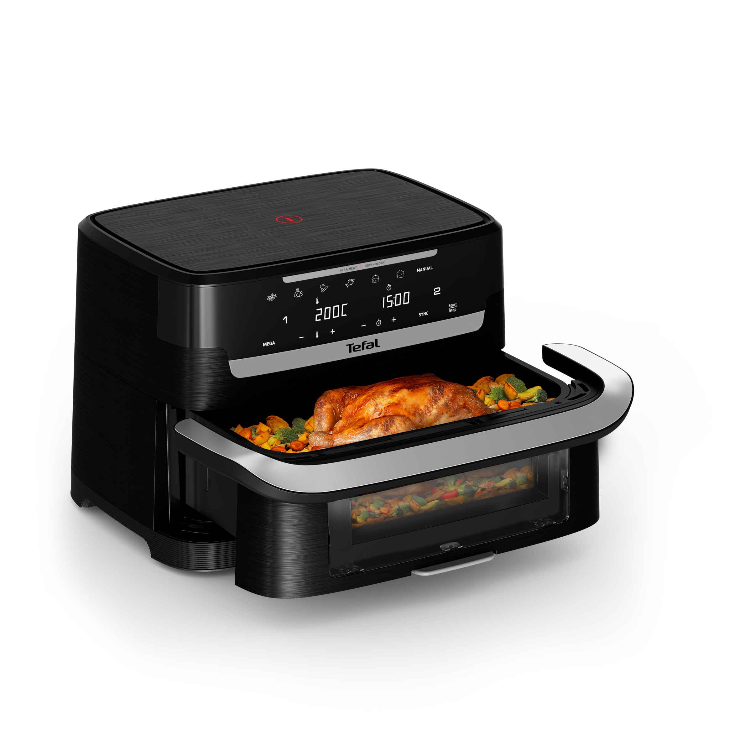 Ever Fry Dual Flex, Heißluftfritteuse, flexibles Doppelkammer-Heißluftfrittieren, 9 L Fassungsvermögen