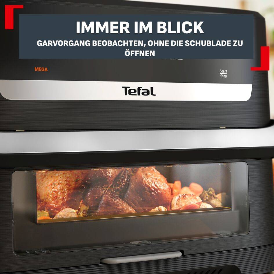 Infra Heat™ Ever Fry Dual Flex, Heißluftfritteuse, flexibles Doppelkammer-Heißluftfrittieren, 9 L Fassungsvermögen mit Silikonzange
