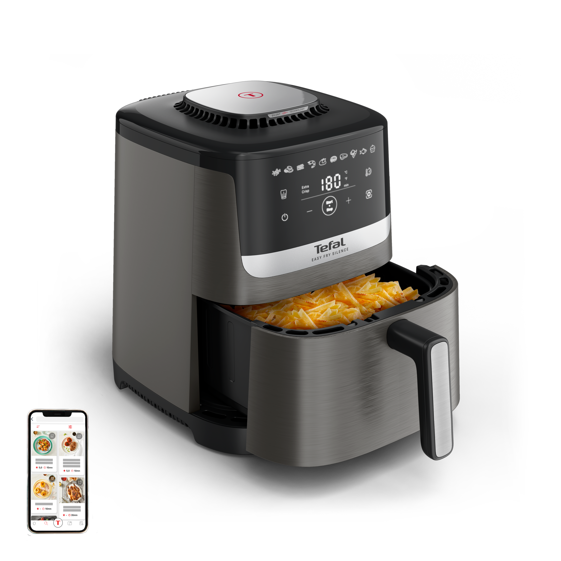 Easy Fry Silence Coal, Heißluftfritteuse, EY551H