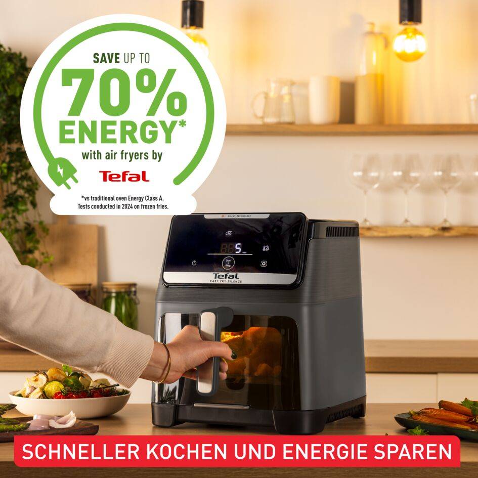 Easy Fry Silence 7L, geräuscharme und kompakte Heißluftfritteuse mit abnehmbarer Front; EY846H