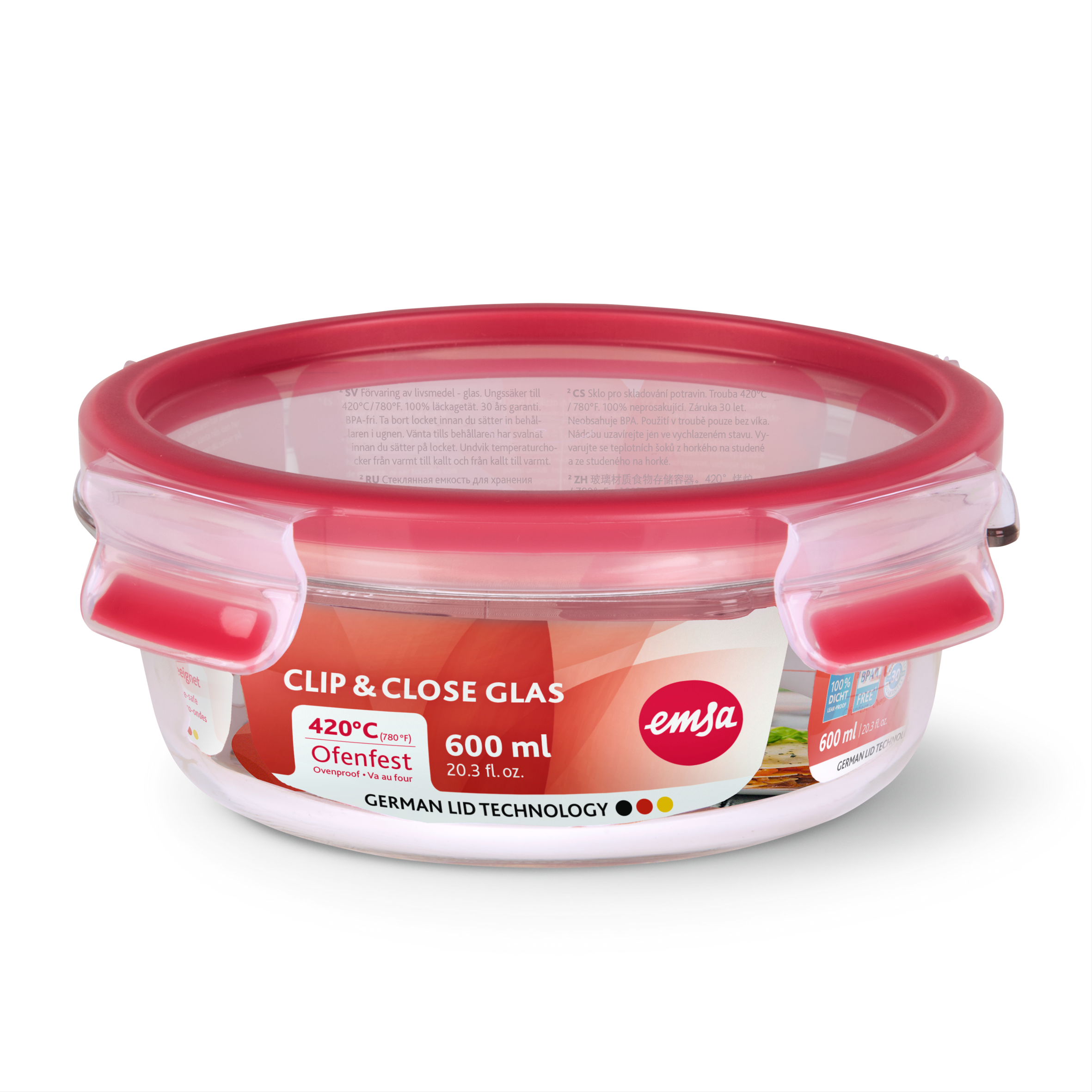 CLIP & CLOSE GLAS Frischhaltedose rund