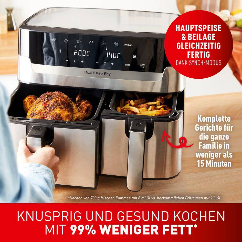 Dual Easy Fry & Grill 8,3 L Edelstahl Heißluftfritteuse EY905D
