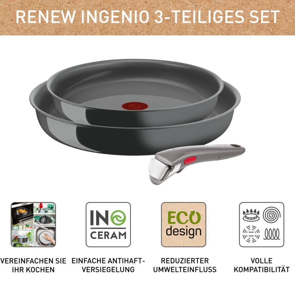 Ingenio Renew On 3-teiliges Pfannen-Set L26191