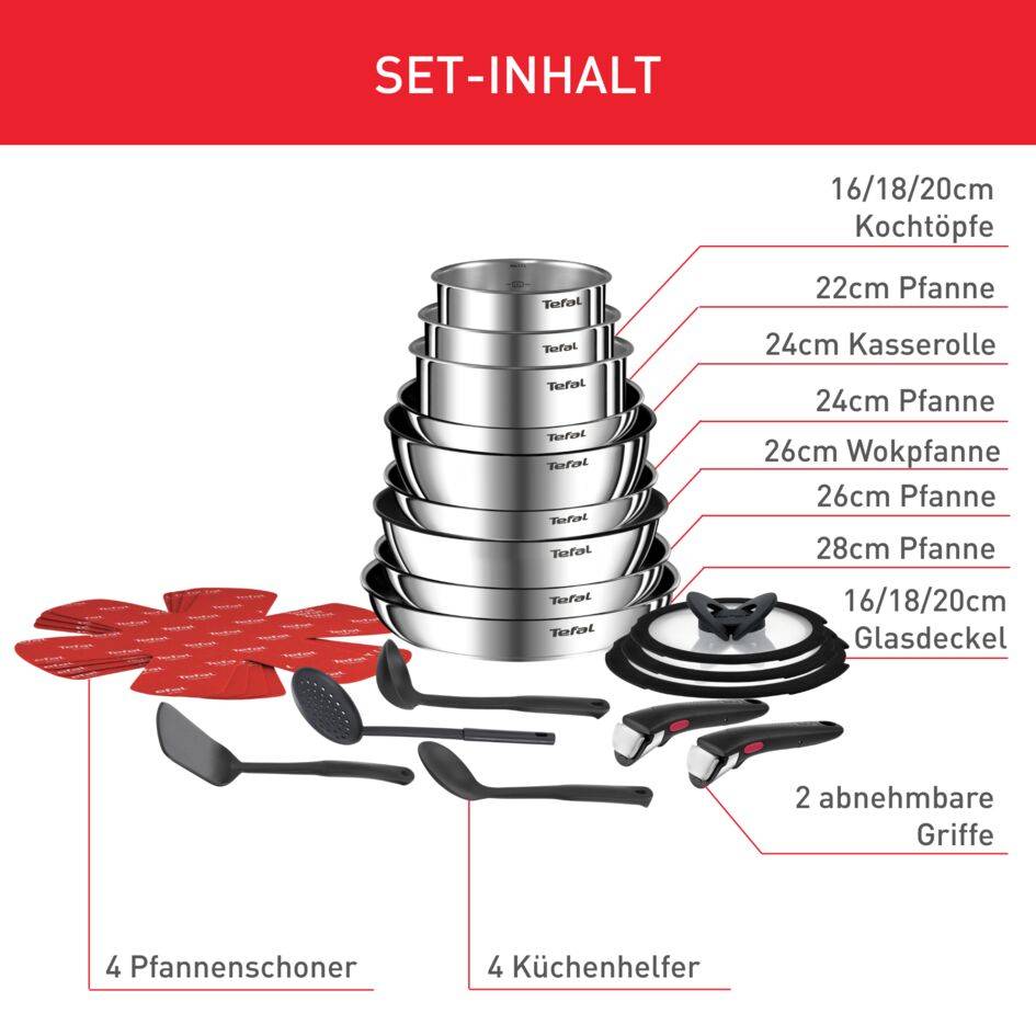 Ingenio Emotion On 22tlg. Kochgeschirr-Set aus Edelstahl L897SM