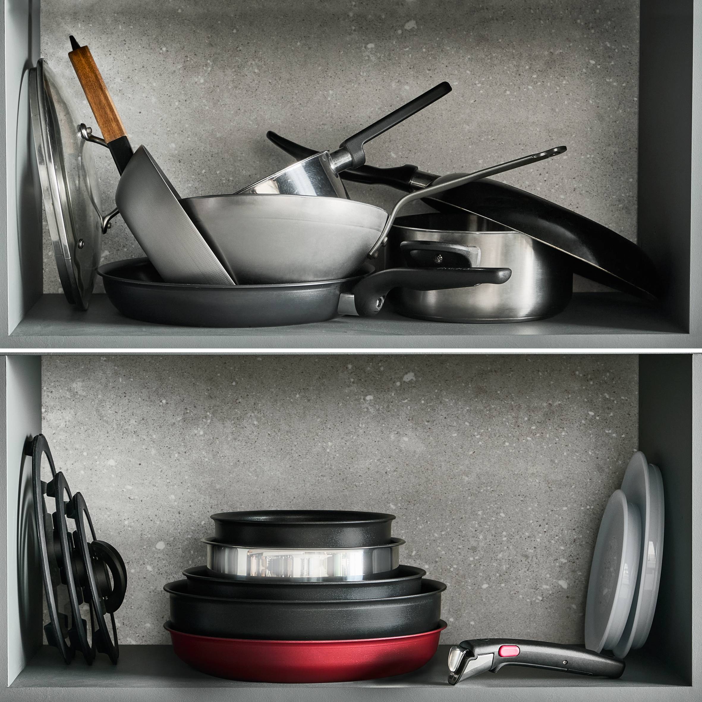 Ingenio Excellence+ Unbreakable 3-teiliges Pfannen-Set, FusionCore Versiegelung, P00095 | Sets mit abnehmbarem Griff