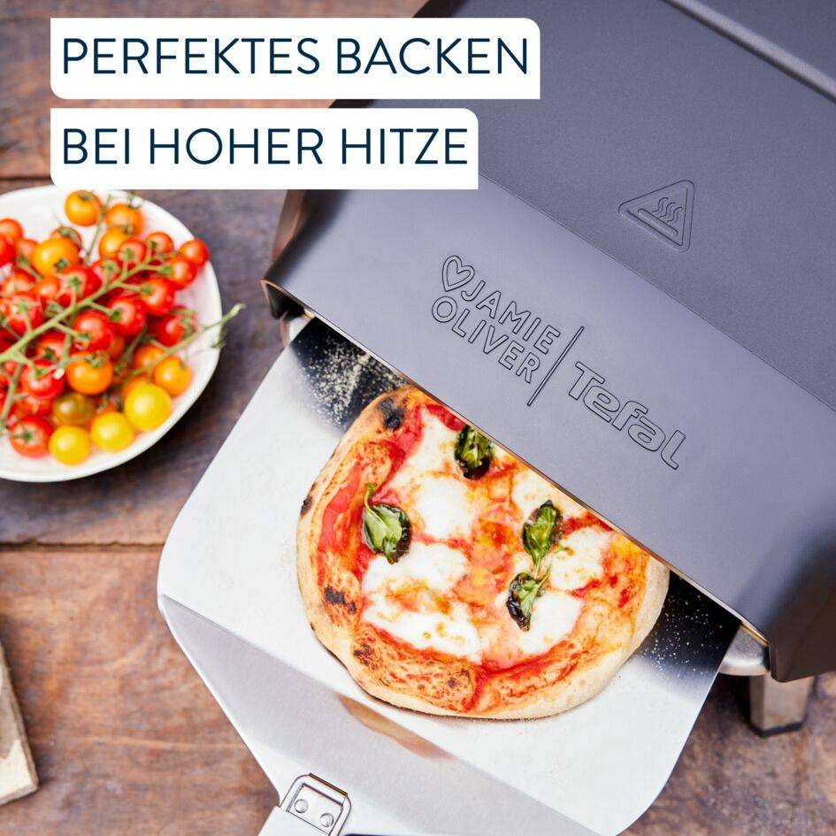 Jamie Oliver by Tefal Pizzaofen für Zuhause, Gas-Pizzaofen, 360° drehbarer Pizzastein