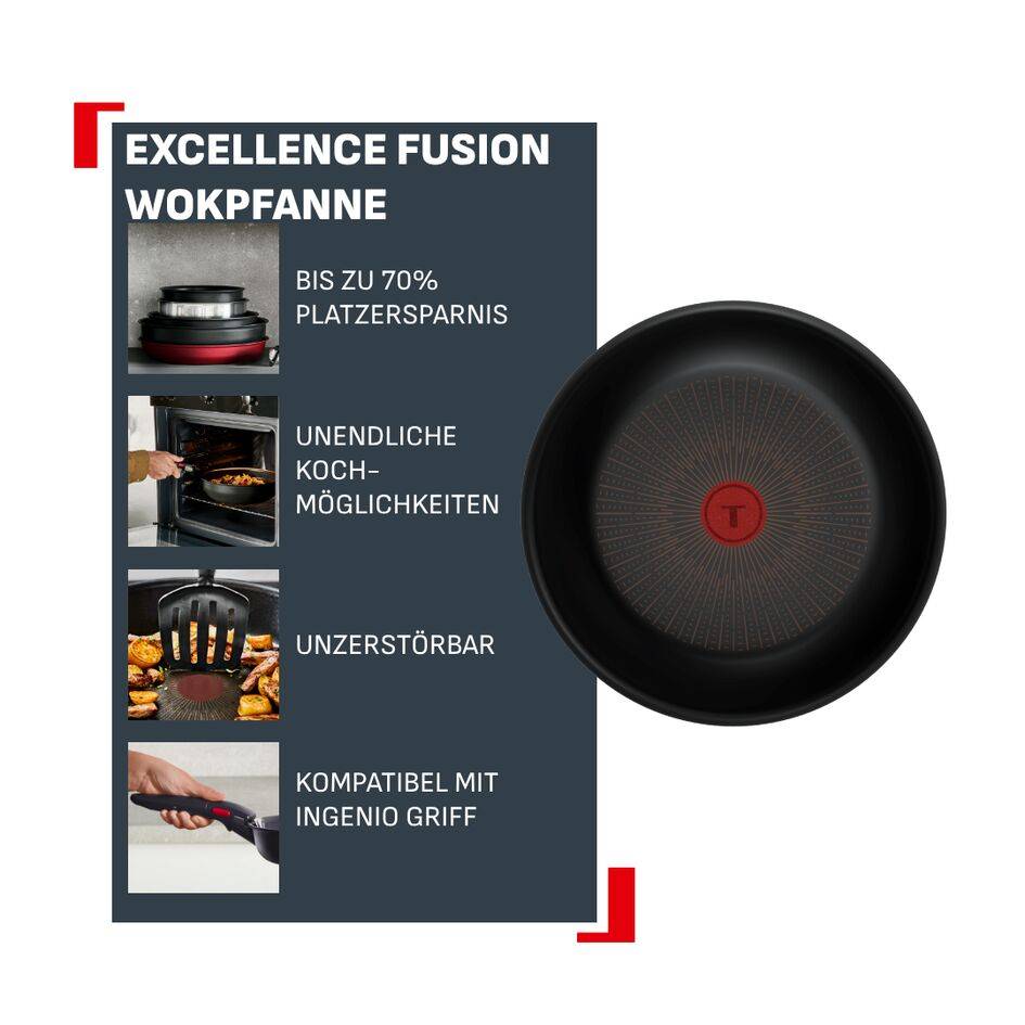 Ingenio Excellence Fusion Unbreakable Wokpfanne 28 cm, FusionCore Versiegelung, P00519
