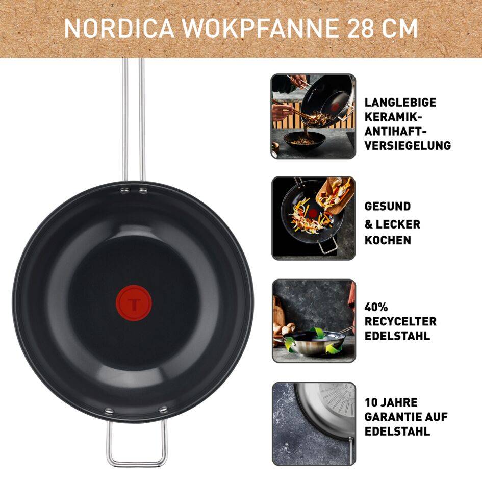 Nordica Edelstahl Wokpfanne 28cm, H87119