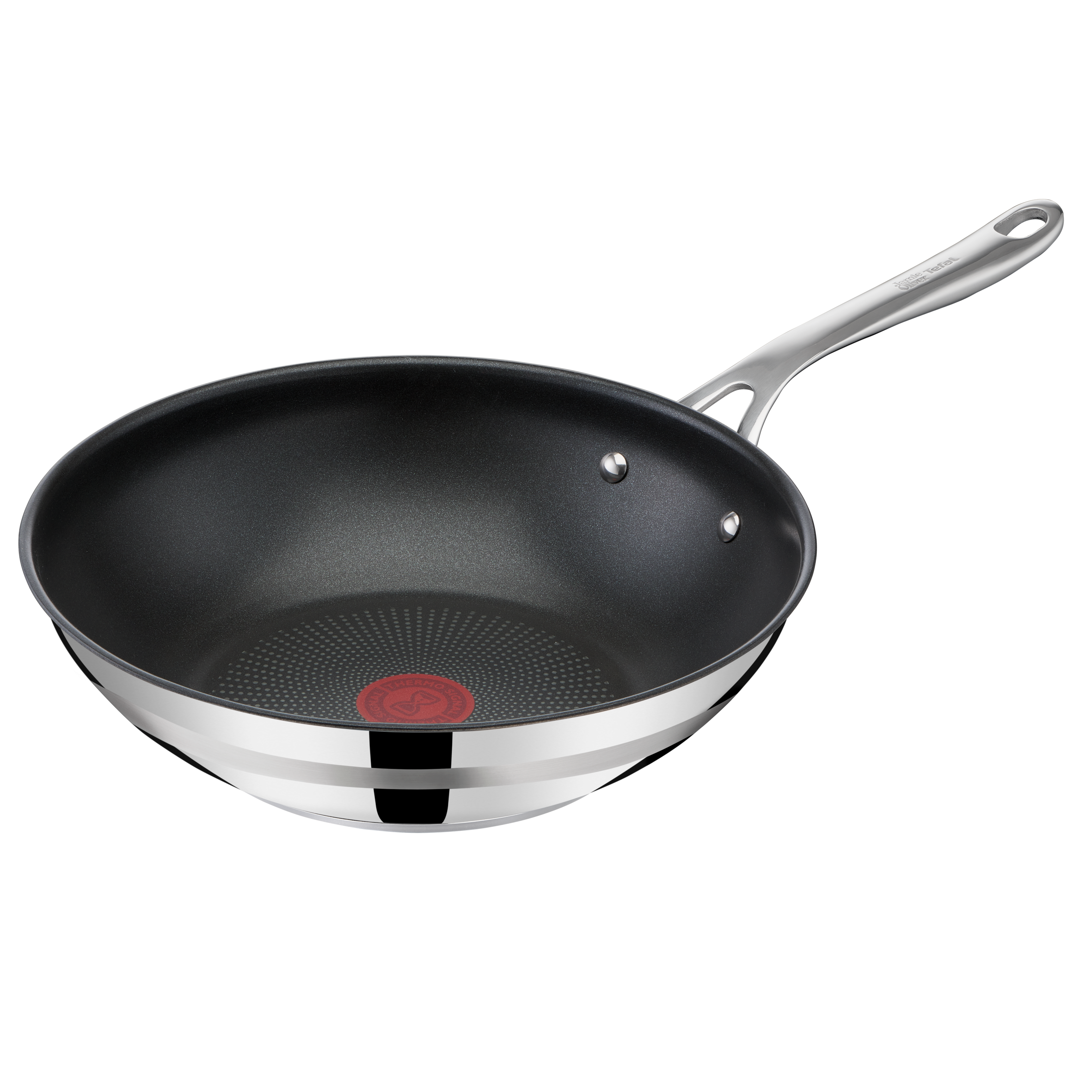 Tefal Jamie Oliver Padella Antiaderente 28 Cm | Acciaio Inox, Induzione, Termo-segnale, Manico Silicone