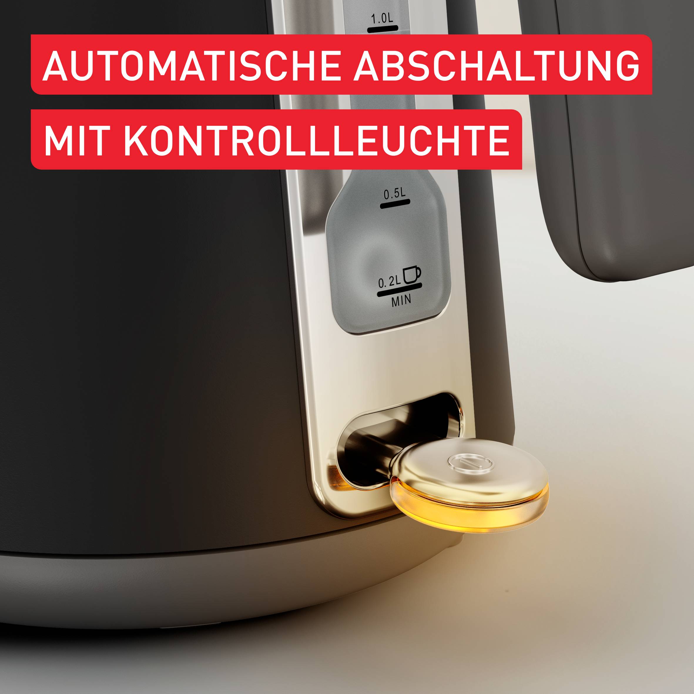 Collection, Edelstahlwasserkocher, Automatische Abschaltung mit Kontrollleuchte, Ein-Tassen-Anzeige, Schwarz