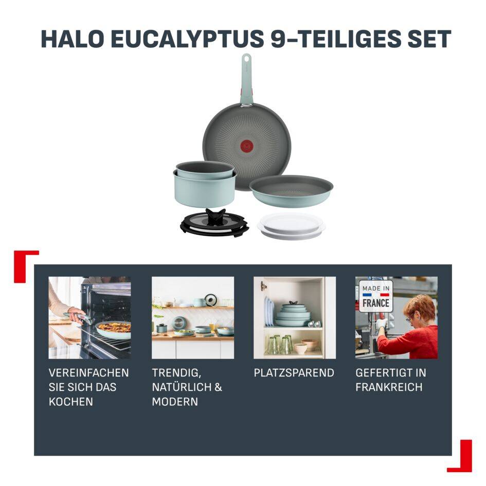 Ingenio Halo Colors 9-teiliges Kochgeschirr-Set L80290