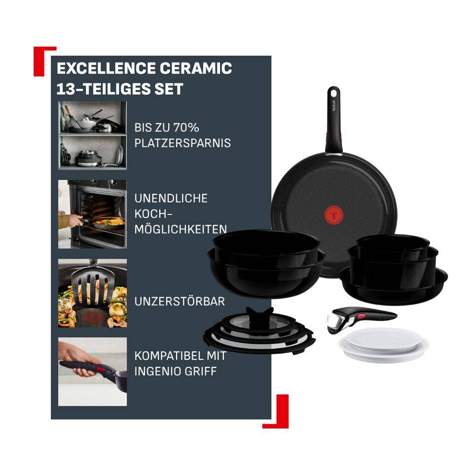 Ingenio Excellence Ceramic Unbreakable 13-teiliges Kochgeschirr-Set L27094