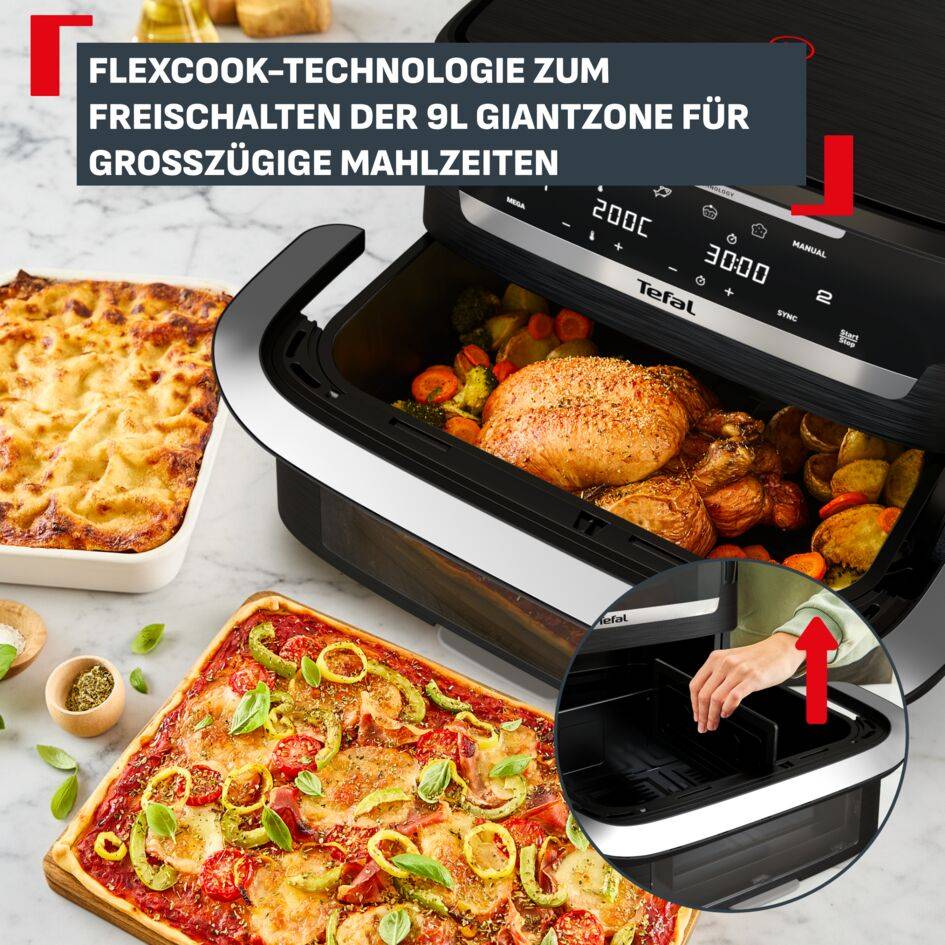Ever Fry Dual Flex, Heißluftfritteuse, flexibles Doppelkammer-Heißluftfrittieren, 9 L Fassungsvermögen