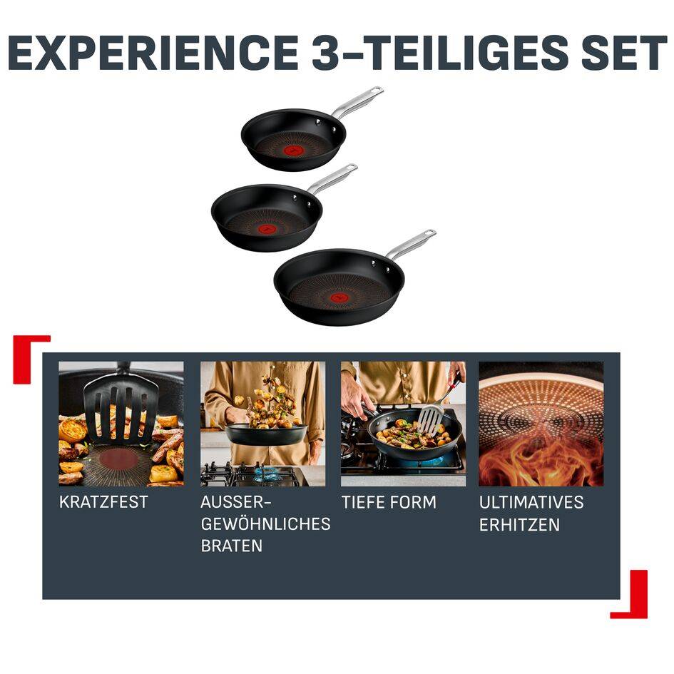 Experience Unbreakable Set 3 Pfannen 20/24/28 cm, FusionCore Antihaftversiegelung, induktionsgeeignet, G33491