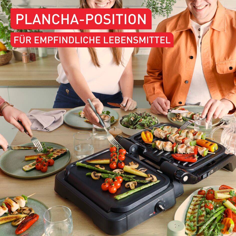 SuperGrill 4in1, Kontaktgrill, Barbecue- & Ofenposition, Plancha