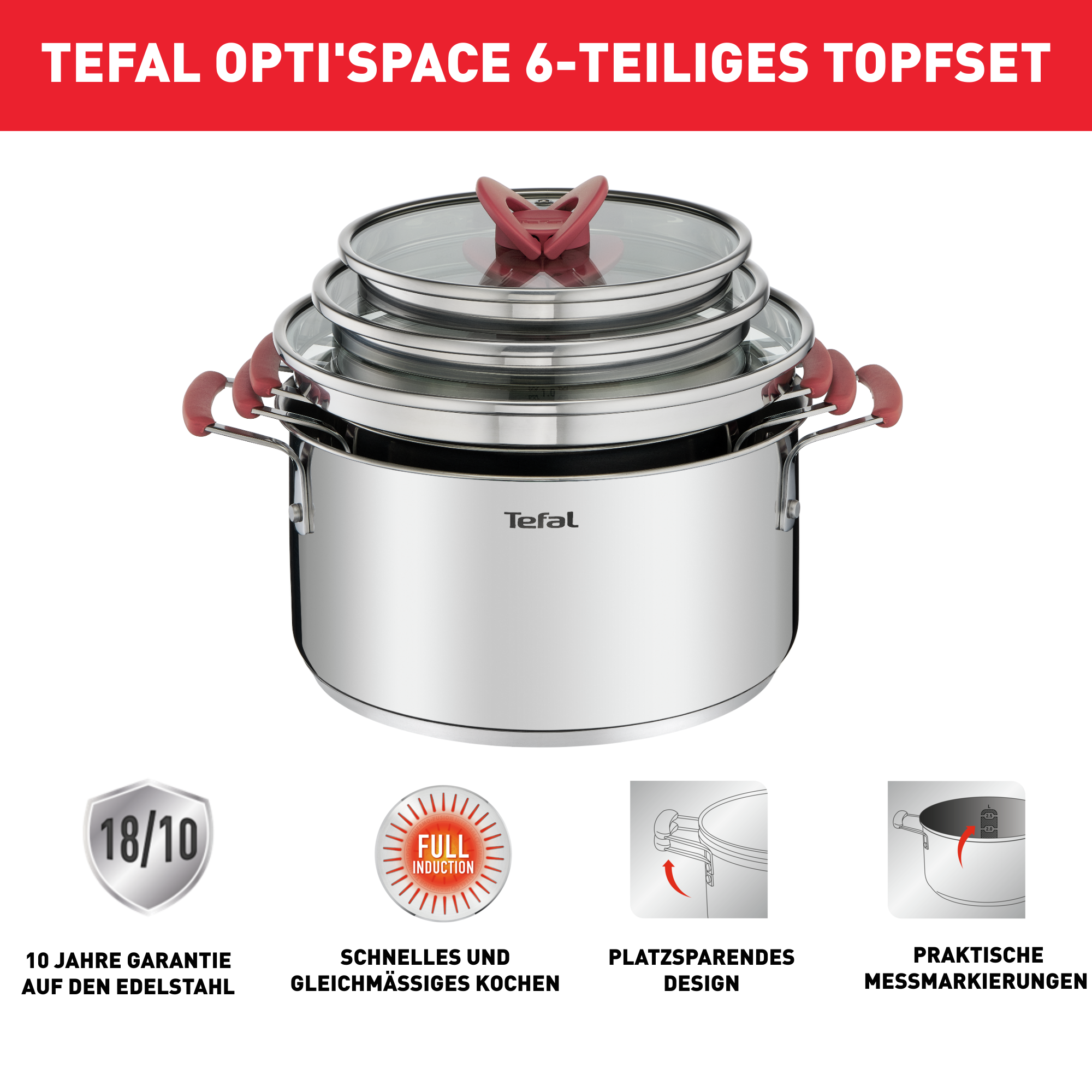 Opti Space 6-teiliges Kochtopf-Set G720S6