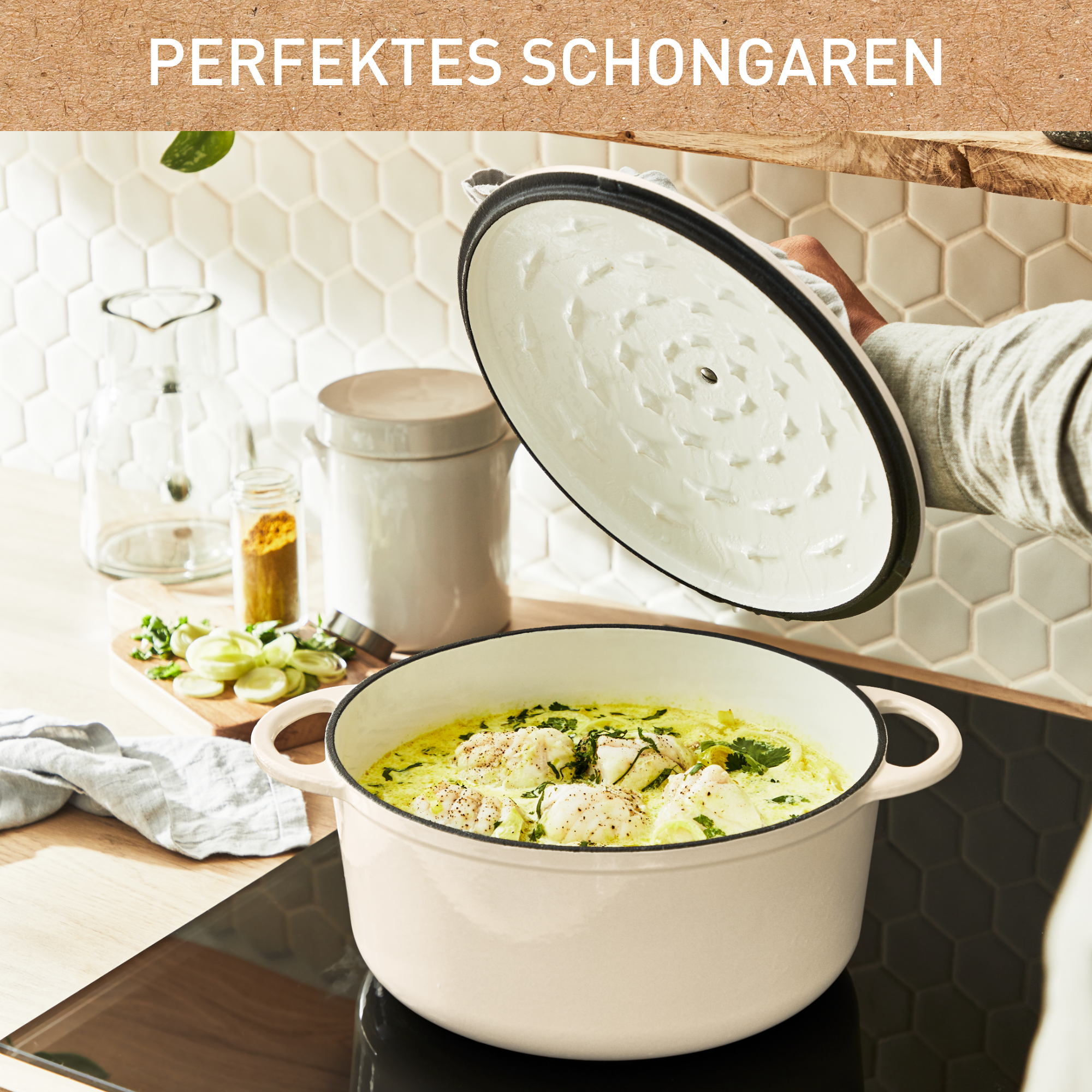 Lov Gusseisen Kochtopf 25cm beige, E25904
