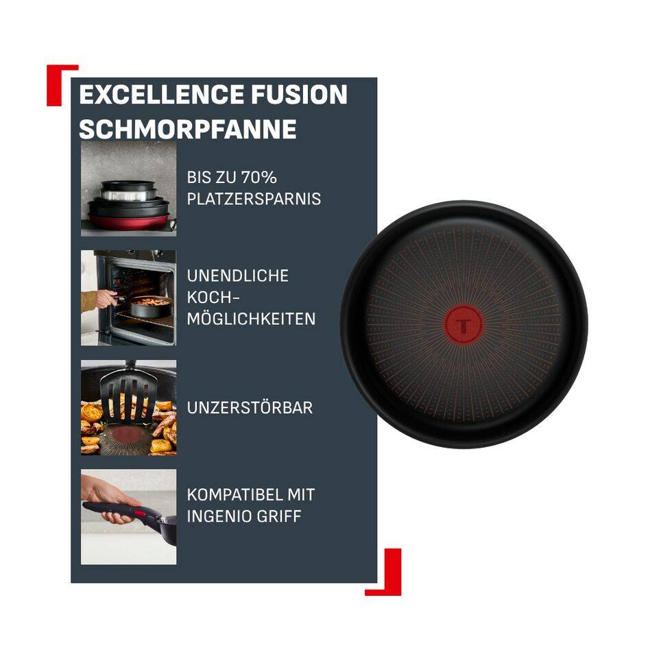 Ingenio Excellence Fusion Unbreakable Schmorpfanne 24 cm, FusionCore Versiegelung, P00535