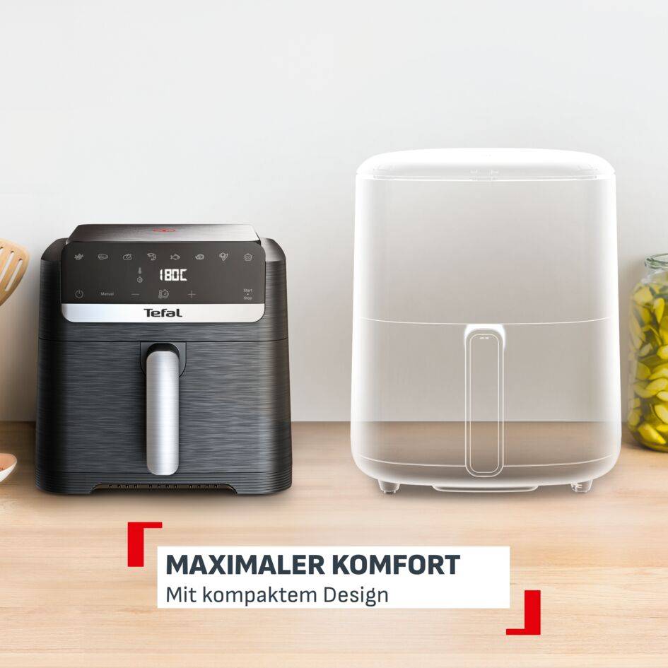 Easy Fry Mega Compact, Heißluftfritteuse, XL 7,5 L Füllmenge, XS-Größe