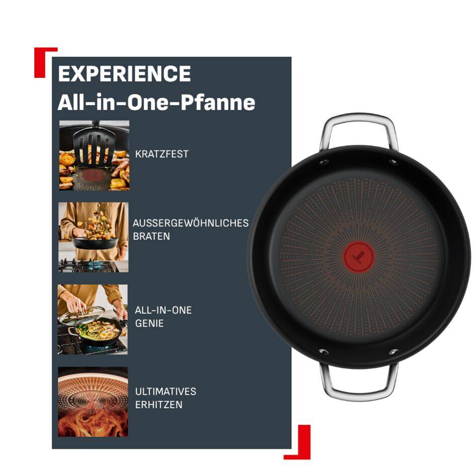 Experience Unbreakable All-in-One Pfanne 24 cm + Deckel, FusionCore Antihaftversiegelung, induktionsgeeignet, G33488