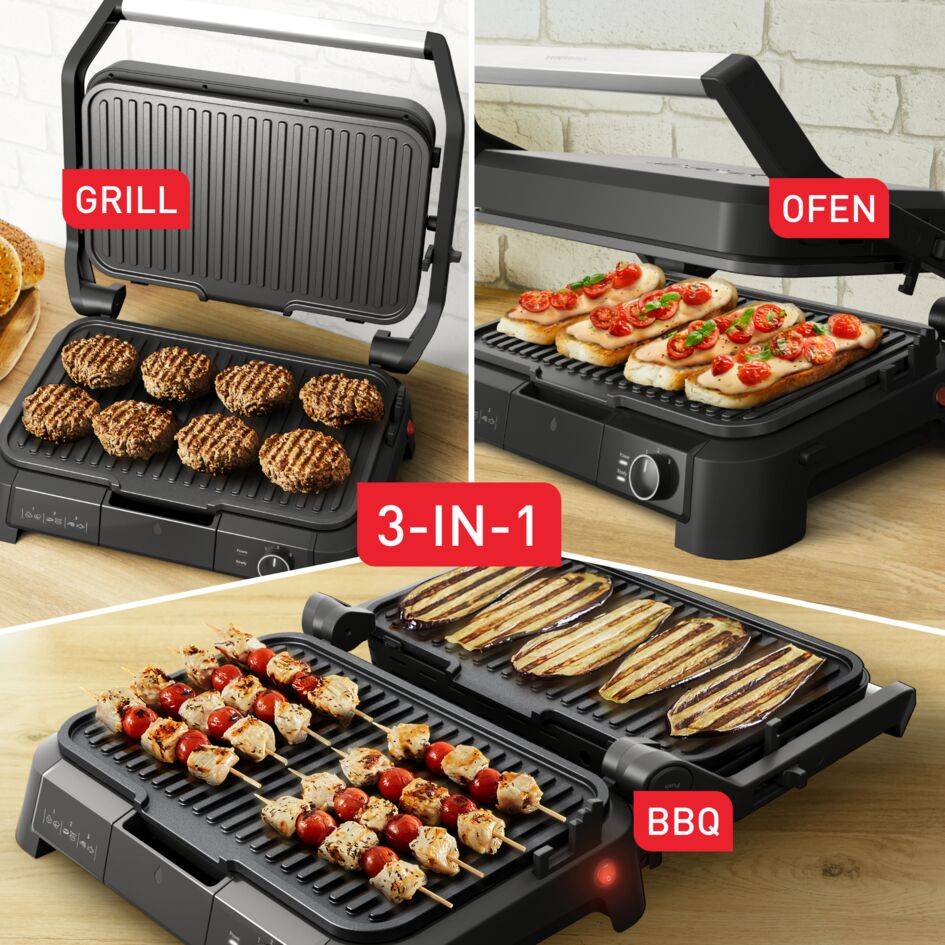 SuperGrill 3in1 XL, Kontaktgrill, Barbecue- & Ofenposition