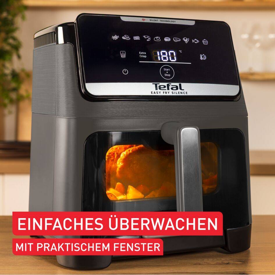 Easy Fry Silence 7L, geräuscharme und kompakte Heißluftfritteuse mit abnehmbarer Front; EY846H