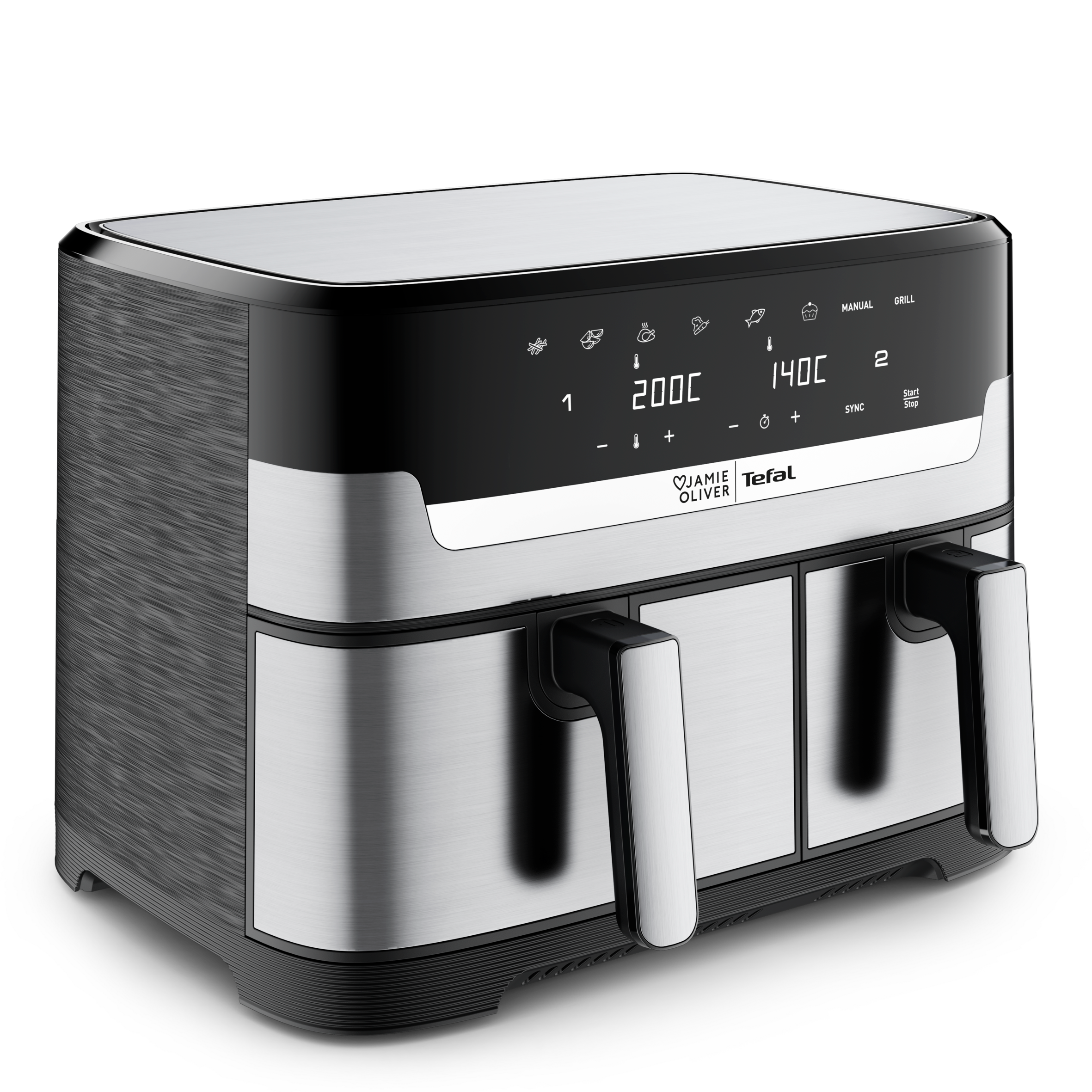 Jamie Oliver by Tefal Dual Drawer Heißluftfritteuse, 8,3 l/2,2 kg Schubladen