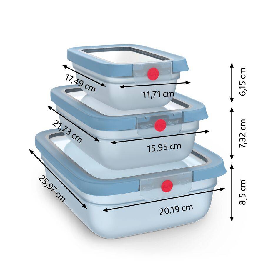oneClick Frischhaltedosen 3-teiliges Space Saving Set (0,5 / 1,2 / 2,3 L) N12302