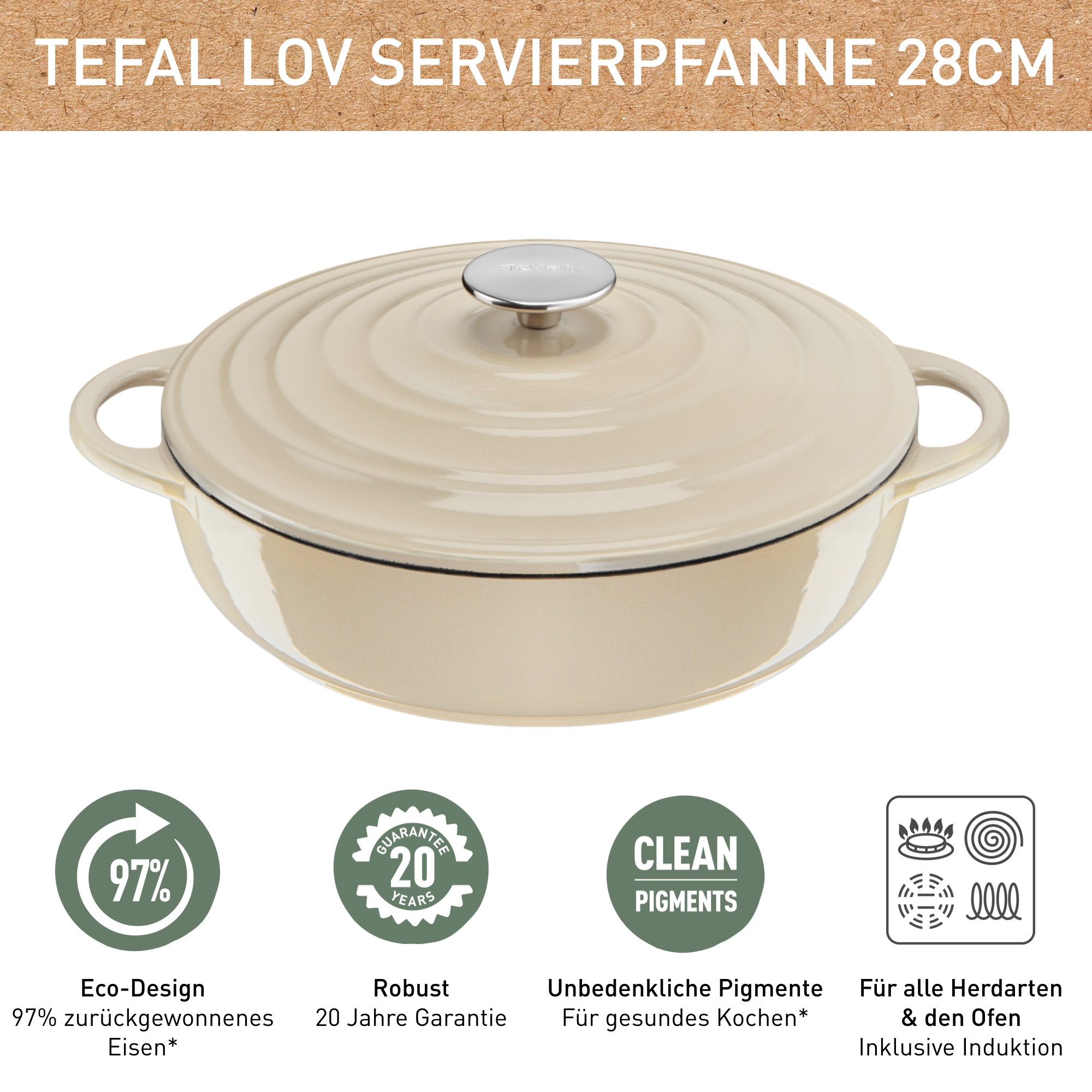 Lov Gusseisen Servierpfanne beige 28cm, E25972