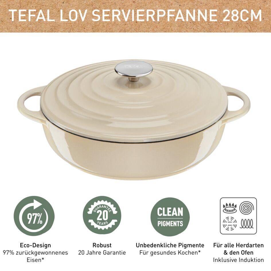 Lov Gusseisen Servierpfanne 28cm beige E25972
