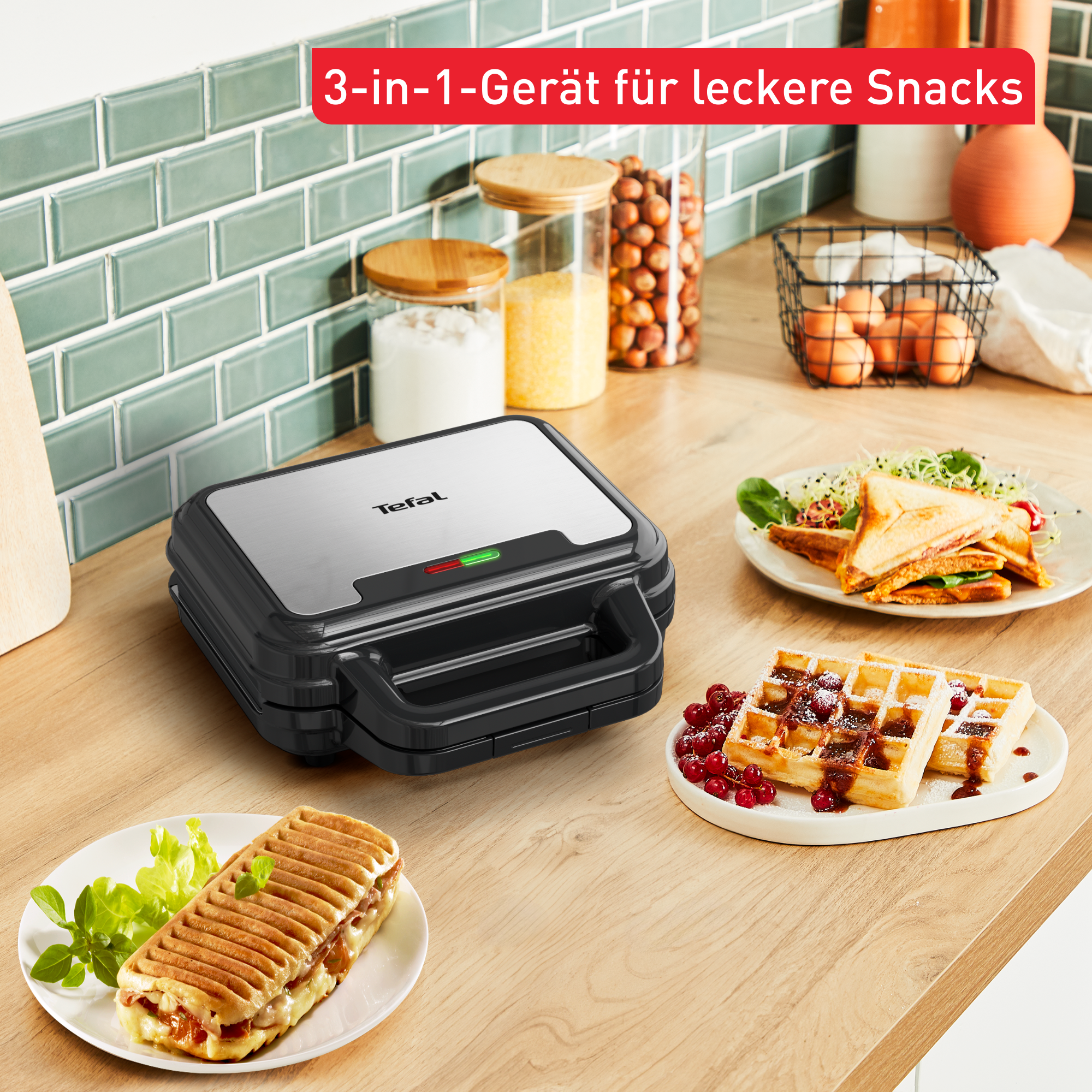 UltraCompact 3in1 Sandwichmaker, Waffeleisen & Panini-Toaster SW383D