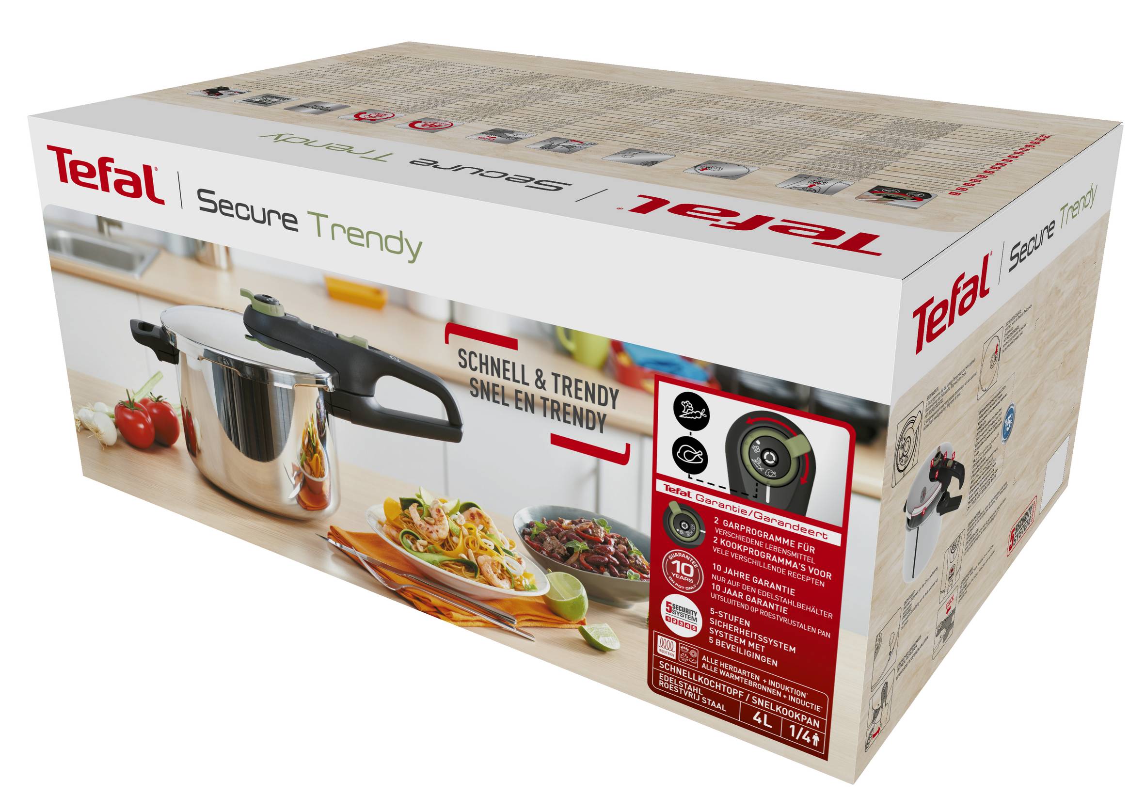 Secure Trendy Schnellkochtopf ohne Korb 4 L P25804