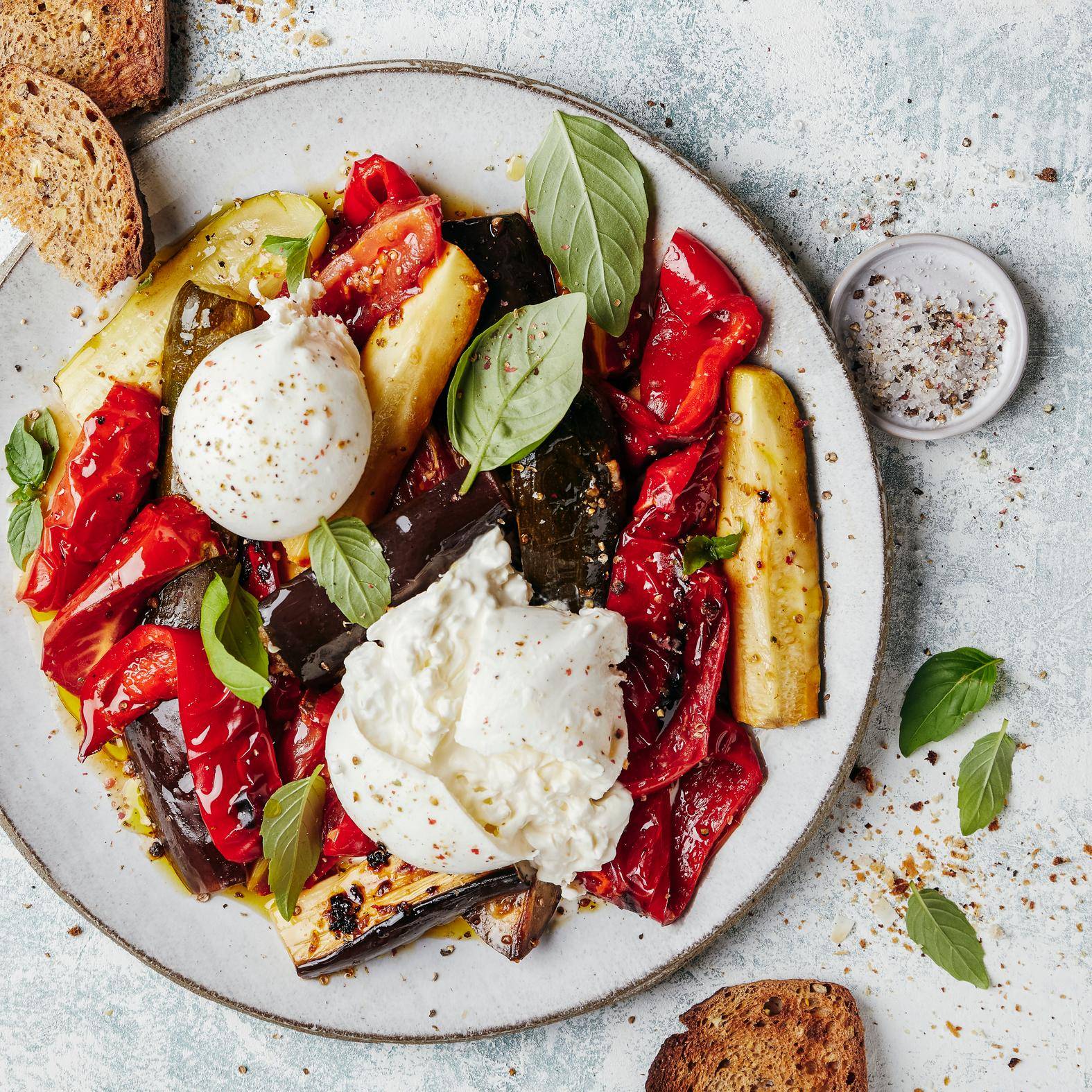 Gebratenes Sommergemüse mit Burrata - Rezepte OptiGrill 2in1 | Tefal