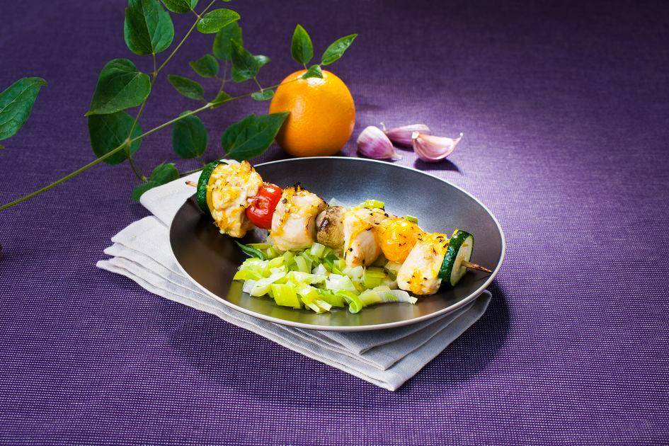 Hähnchenspieße mit Orangenmarinade, Lauchfondue - Rezepte Actifry Genius XL 2in1 | Tefal