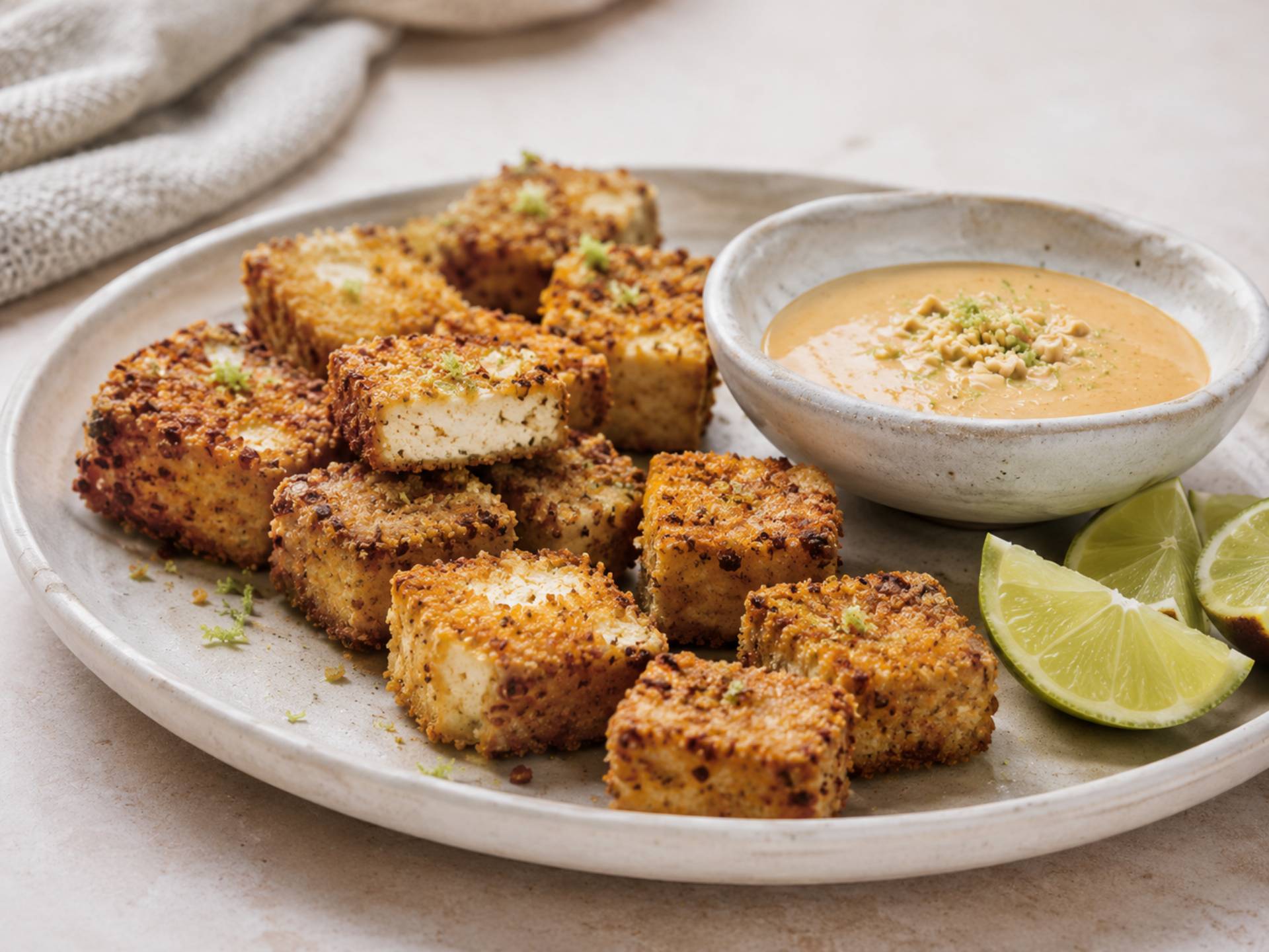Tofu-Nuggets mit Erdnuss-Limetten-Soße - Rezepte Crisp&Go 4P | Tefal