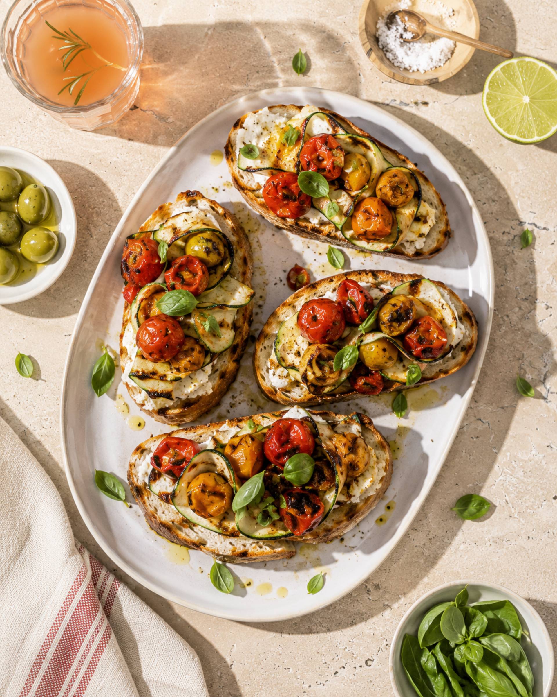 Bruschettas mit Ziegenkäse und Zucchini - Rezepte Crisp&Go 3P | Tefal