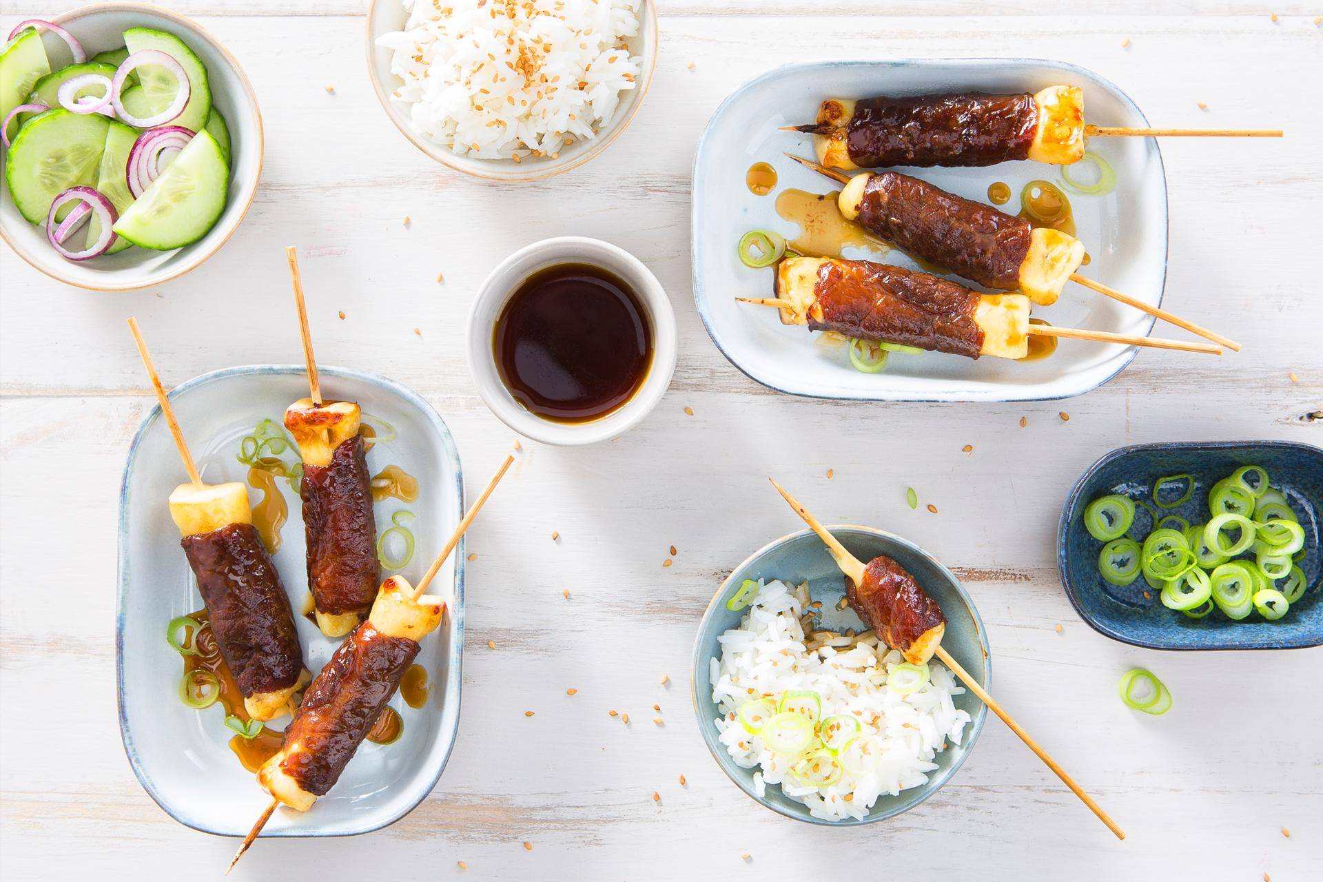Rindfleischspieße mit Teriyaki-Soße - Rezepte Easy Fry Compact | Tefal