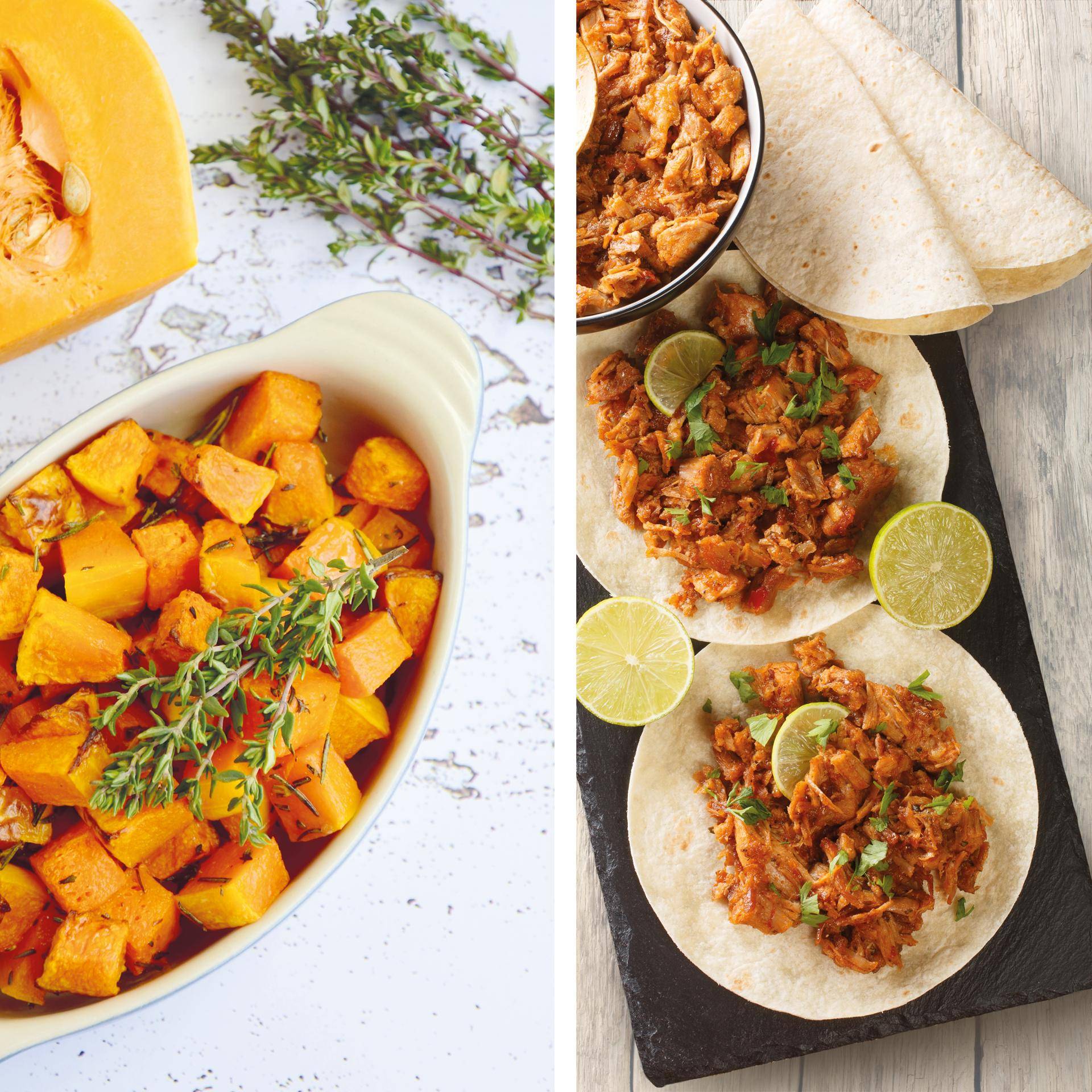 Pulled Pork und gewürfelte Butternuss - Rezepte Dual EasyFry&Grill | Tefal