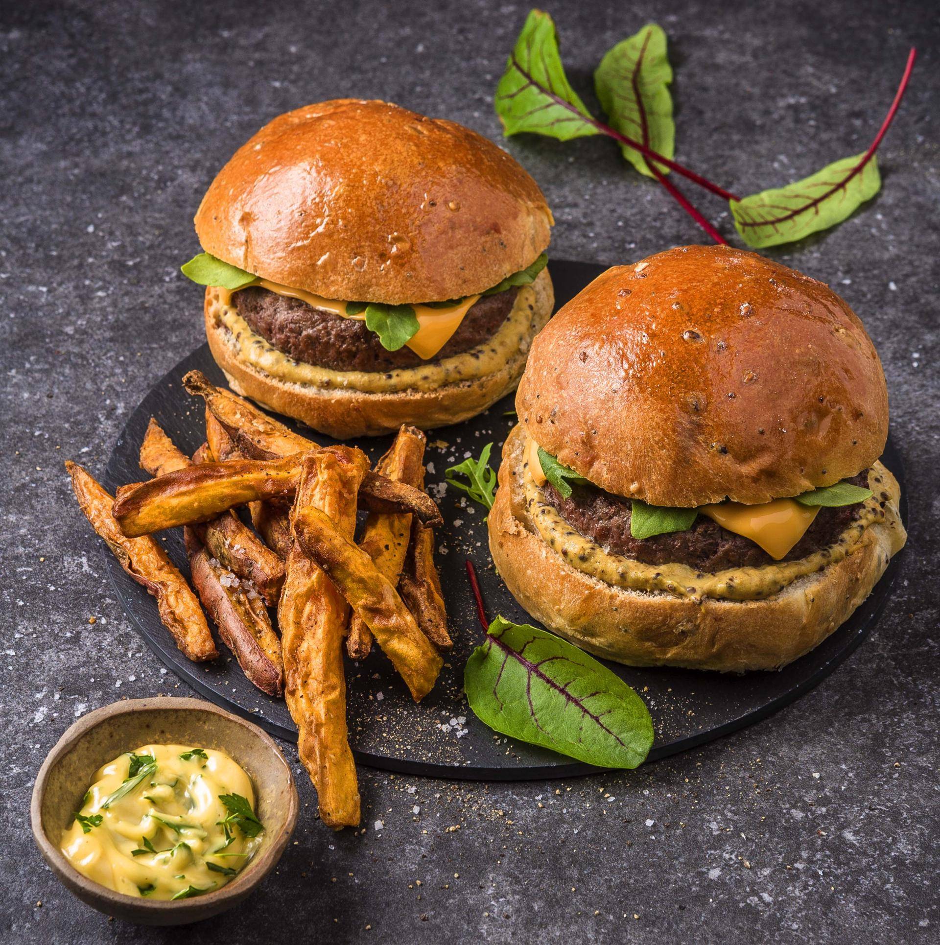 Hamburger und Süßkartoffel-Pommes - Rezepte Actifry Genius XL 2in1 | Tefal